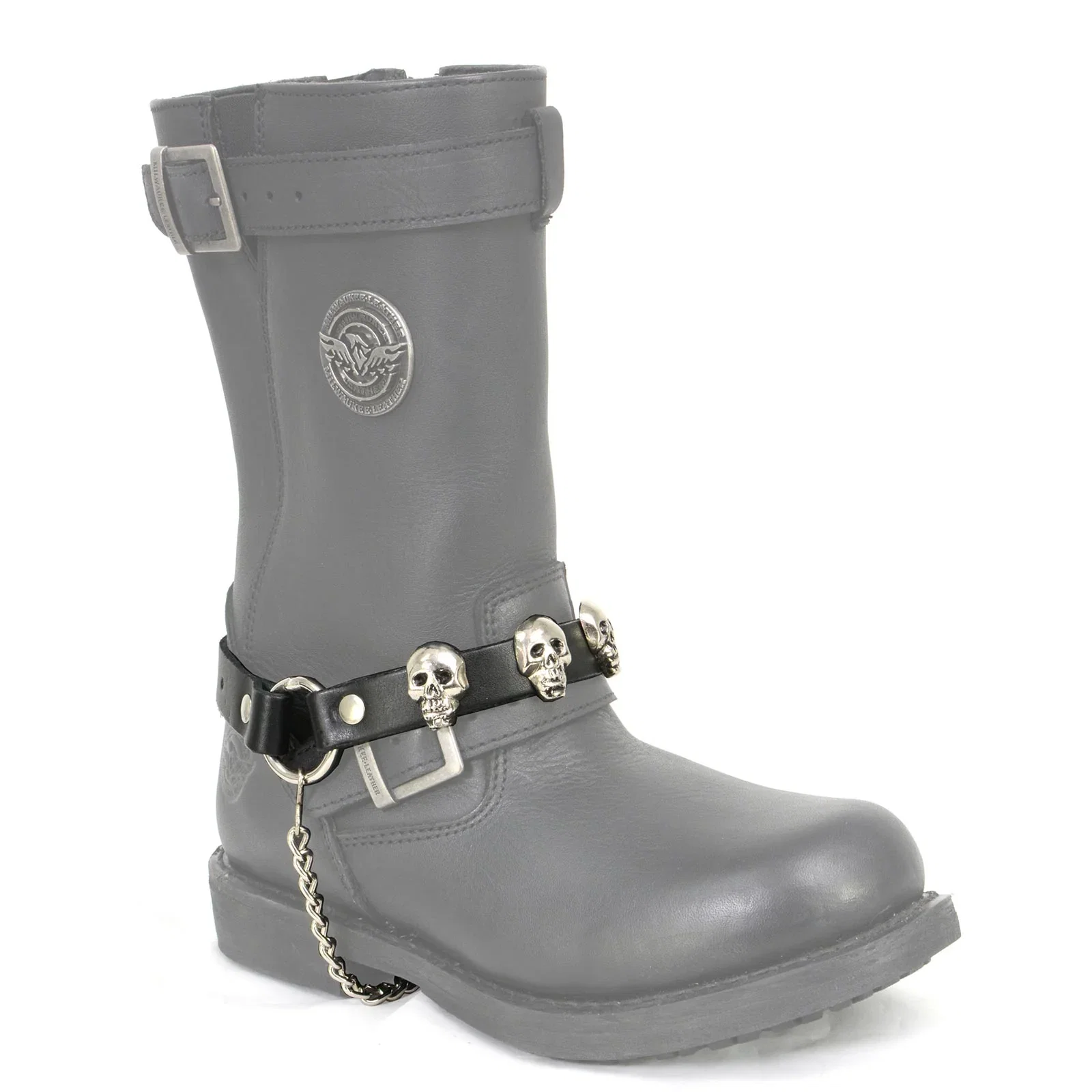 Image of Milwaukee Leather Silver Classic Skull Heads Biker Chain for Motorcycle Boots - MLA3007
