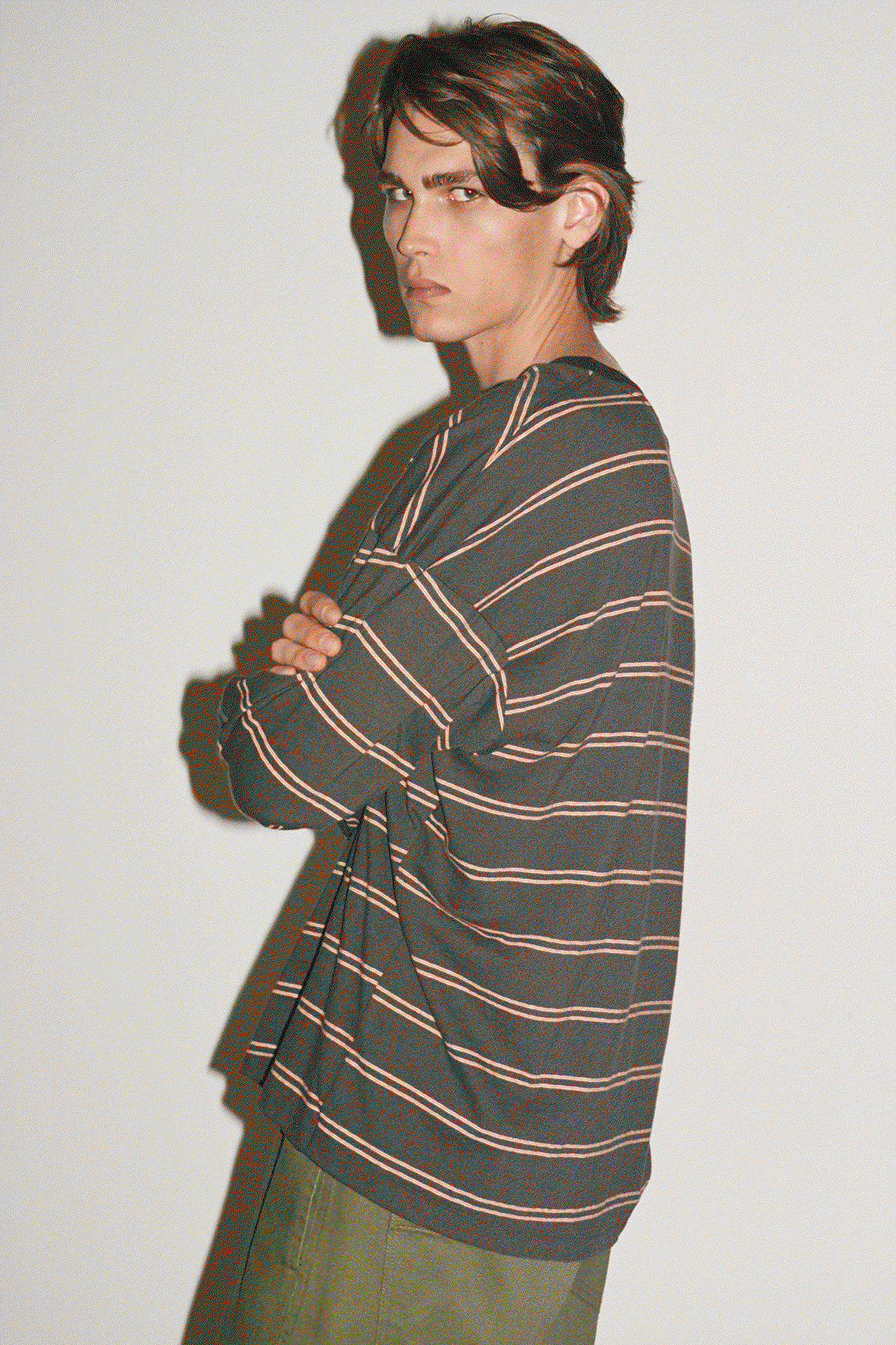 Stripe Long Sleeve Pocket T-Shirt