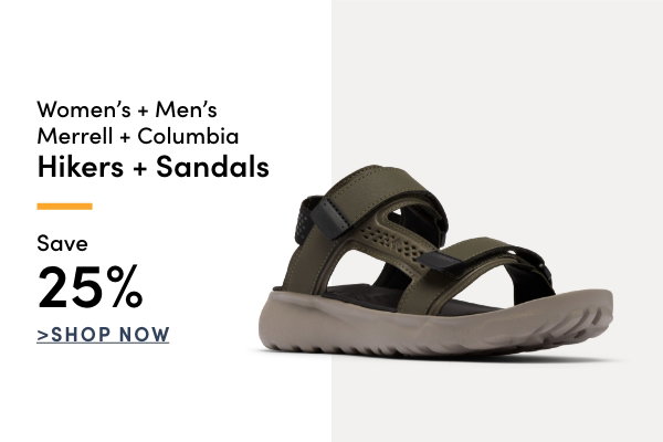 Women's + Men's Merrell & Columbia Hikers & Sandals Save 25%