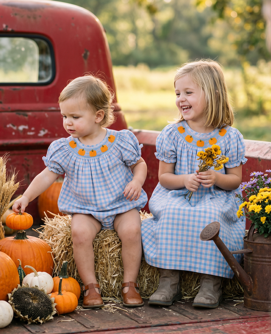 Pumpkin Plaid Smocked Collection
