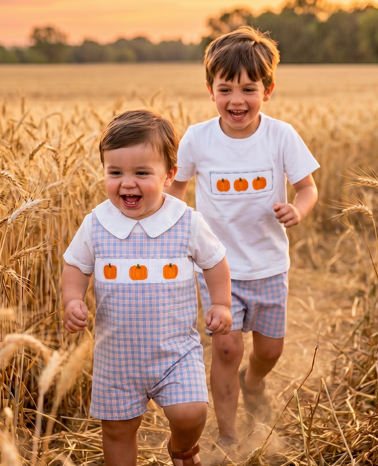 Pumpkin Plaid Smocked Collection