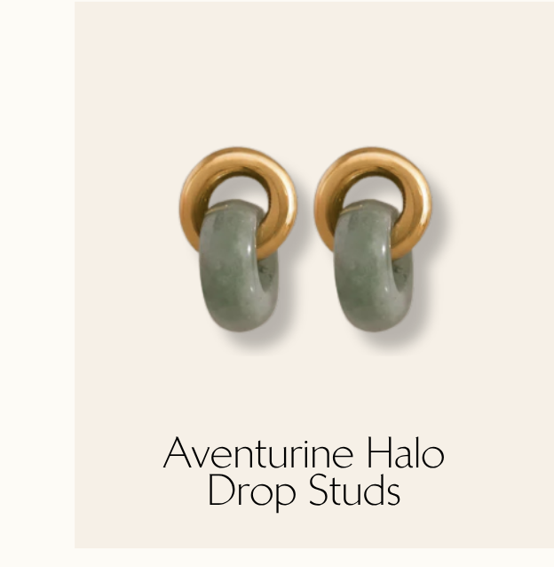 Aventurine Halo Drop Studs