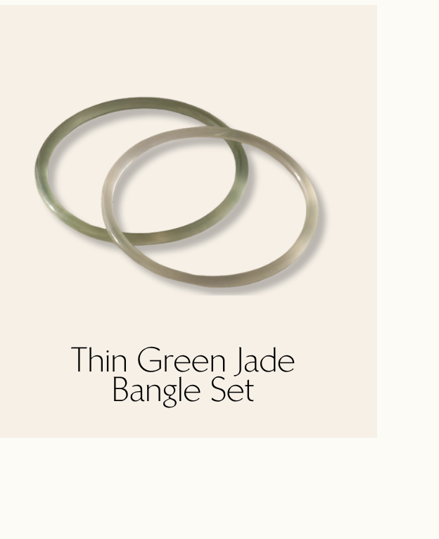 Thin Green Jade Bangle Set