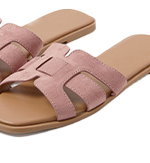 Mules roses à découpes, Wide E Fit