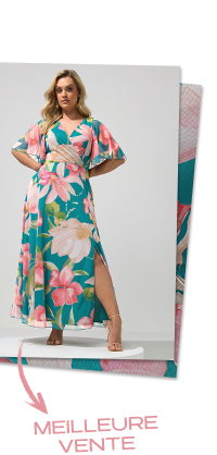 Robe longue portefeuille sarcelle à fleurs