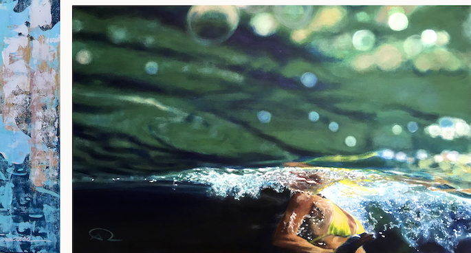 swimmer underwater painting