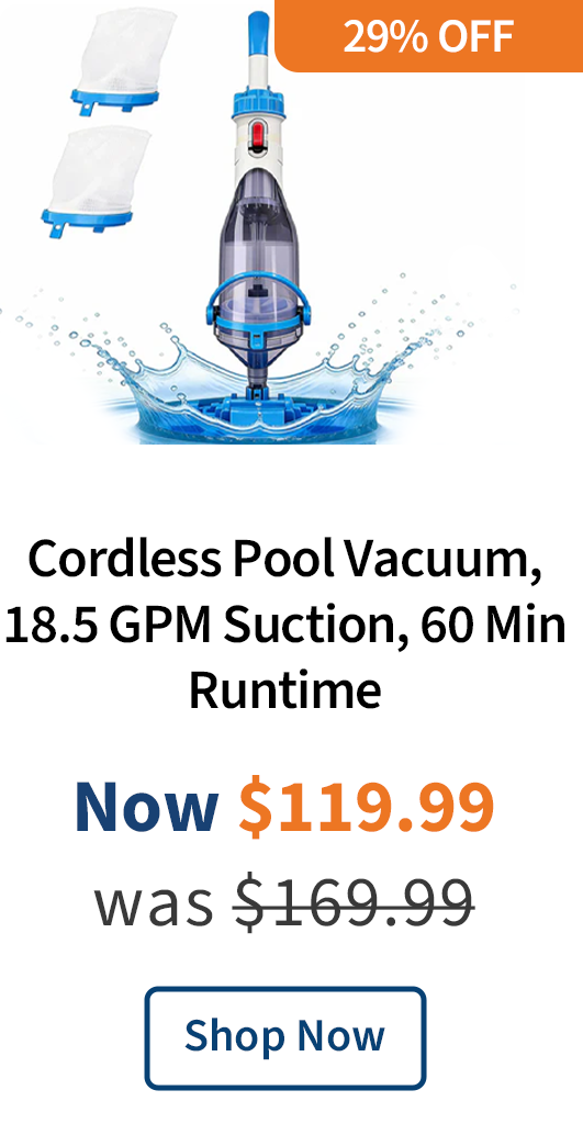 Cordless Pool Vacuum, 18.5 GPM Suction, 60 Min Runtime