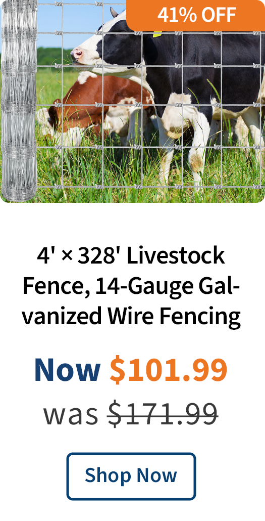 4' × 328' Livestock Fence, 14-Gauge Galvanized Wire Fencing