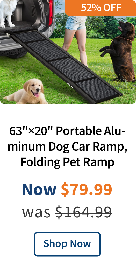 63"×20" Portable Aluminum Dog Car Ramp, Folding Pet Ramp