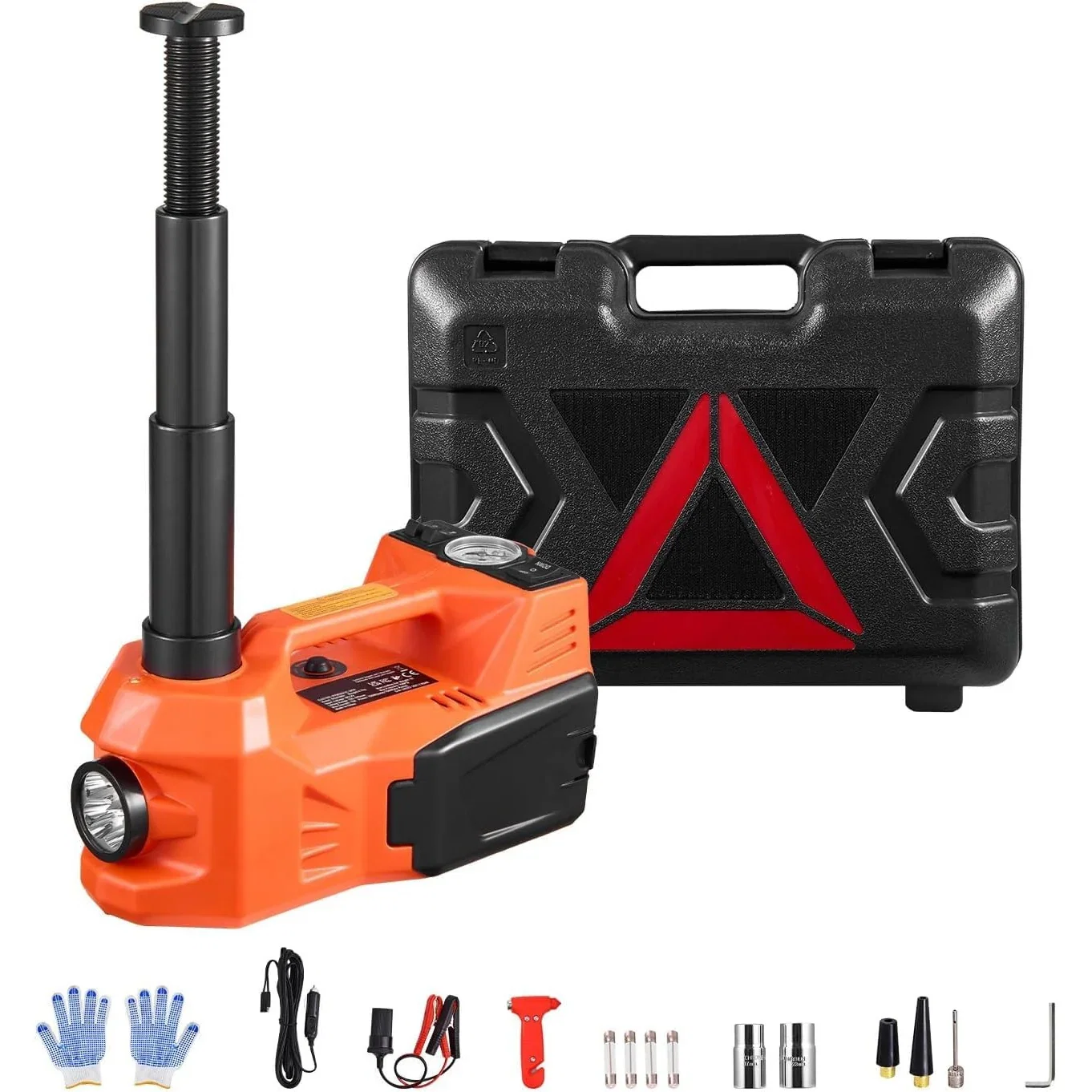 Image of 5-Ton Electric Hydraulic Car Jack, Portable Vehicle Lift with Built-in Tire Inflator Pump & LED Light