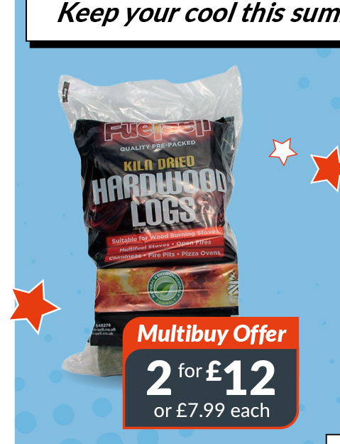 Fuelsell Kiln Dried Hardwood Logs. multibuy offer - 2 for £12 or £7.99 each