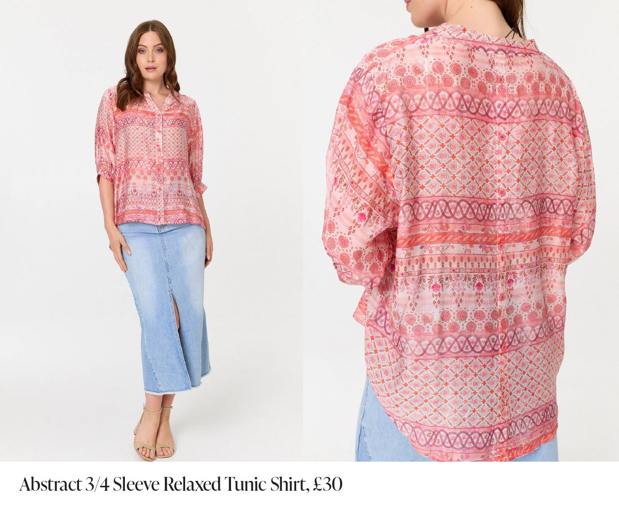Abstract 3/4 Sleeve Relaxed Tunic Shirt | Shop Now