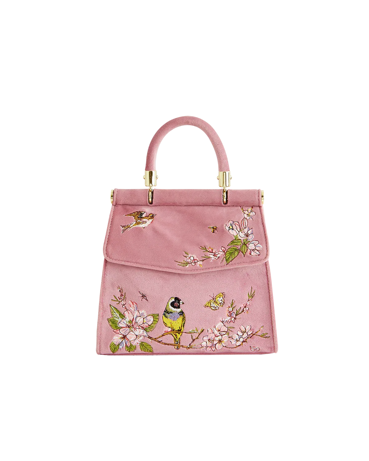 Image of Morning Song Bird Embroidered Mini Pink Tote