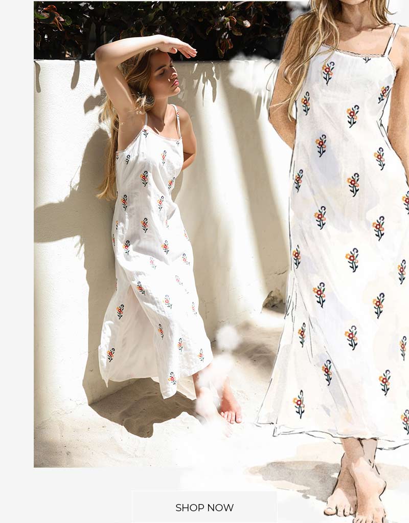 She Blooms Floral Midi Dress - White