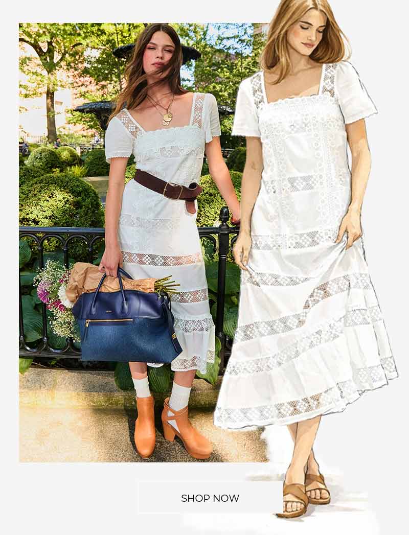 The Wild Rose Hour Lace Midi Dress - White