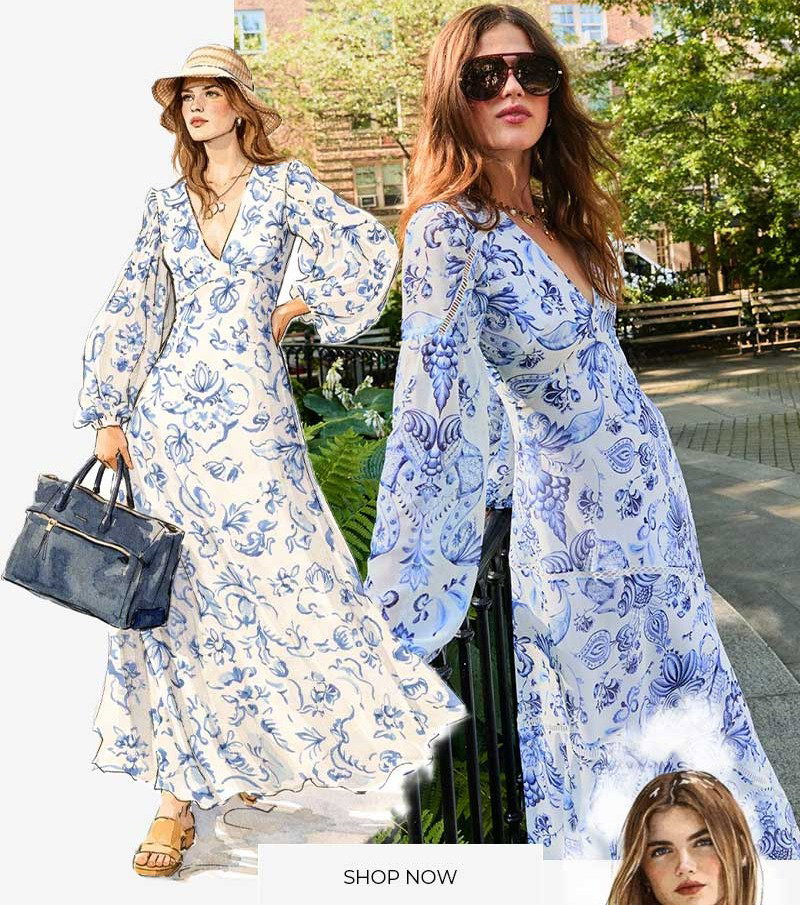 In Your Dreams Maxi Dress - White/Blue