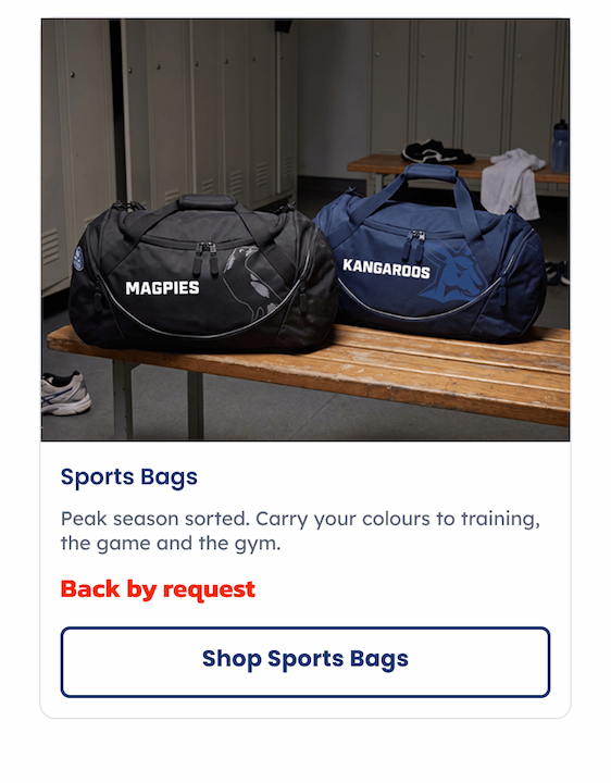 Two AFL Sports Bags Sitting In a Locker Room