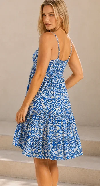 Club Moda Women's Spaghetti Strap Mini Dress for Island Resort Wear – Boho Resort Beach Vacation Sundress