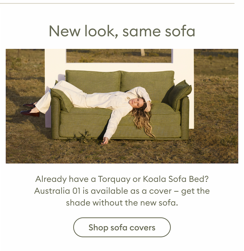 Already have a Torquay or Koala Sofa Bed? Australia 01 is available as a cover — get the shade without the new sofa.