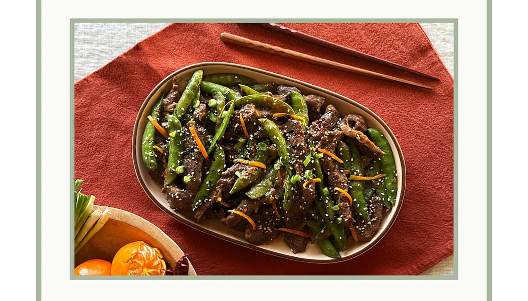 Tangerine Beef with Snap Peas