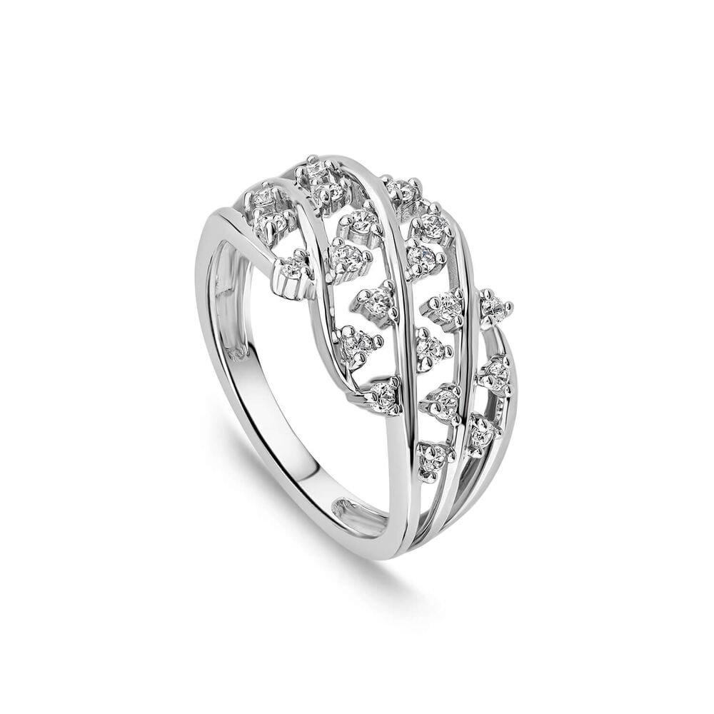 9ct White Gold 0.25ct Diamond Speckle Dress Ring 