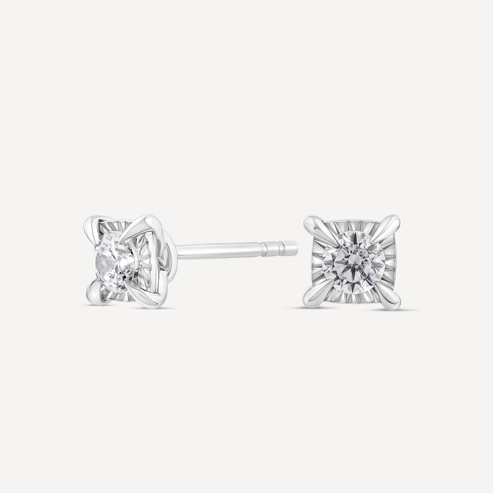 9ct White Gold 0.25ct Miracle Plate Diamond Stud Earrings 