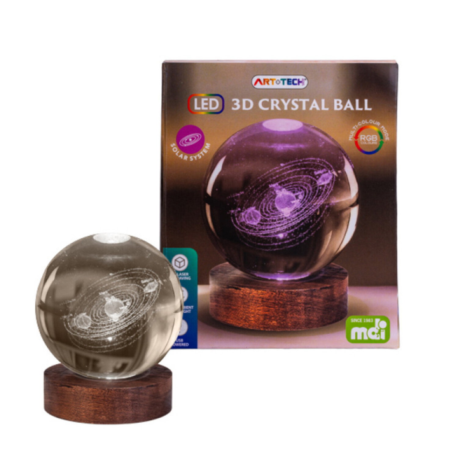 Image of Solar System 3D LED Crystal Lamp