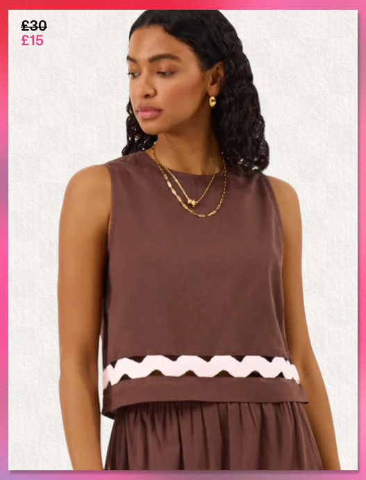 Sleeveless Ric Rac Top Brown