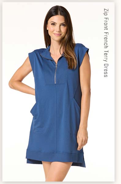 Shop Zip Front French Terry Dress