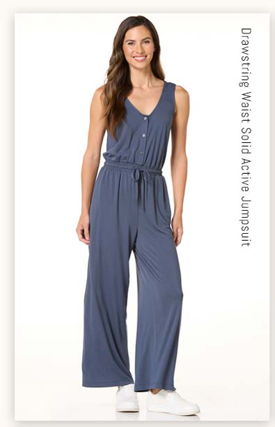 Shop Drawstring Waist Solid Active Jumpsuit