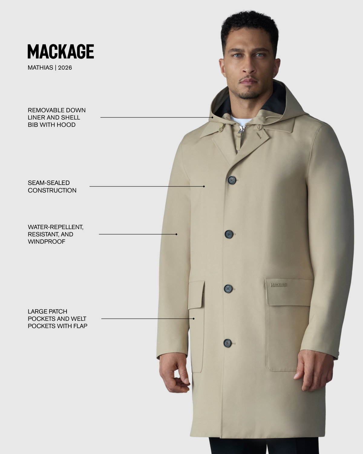 MATHIAS 3-in-1 Balmacaan Coat with Removable Down Liner