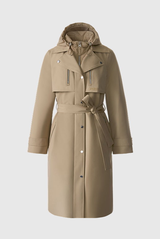 SIOBHAN Down Trench Coat with Removable Bib