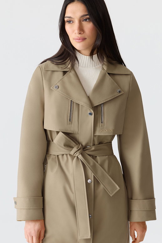 SIOBHAN Down Trench Coat with Removable Bib