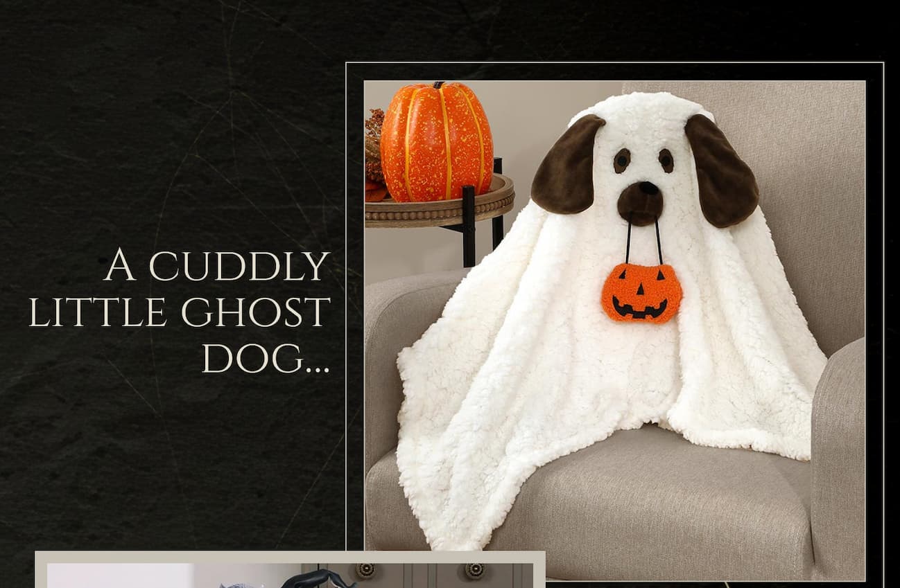 Howl-o-Ween Ghost Dog Halloween Decorative Pillow