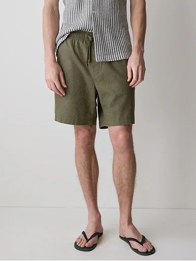 Linen-Blend Shorts with Elastic Waistband