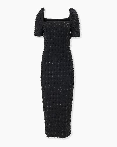 Crystal-Embroidered Midi Dress