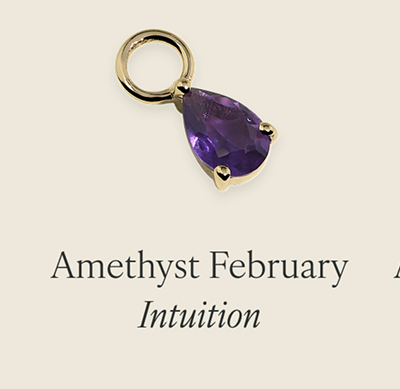 Amethyst February Earring Charm in Solid Gold