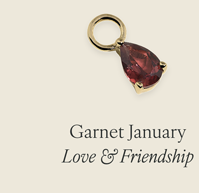 Garnet January Earring Charm in Solid Gold