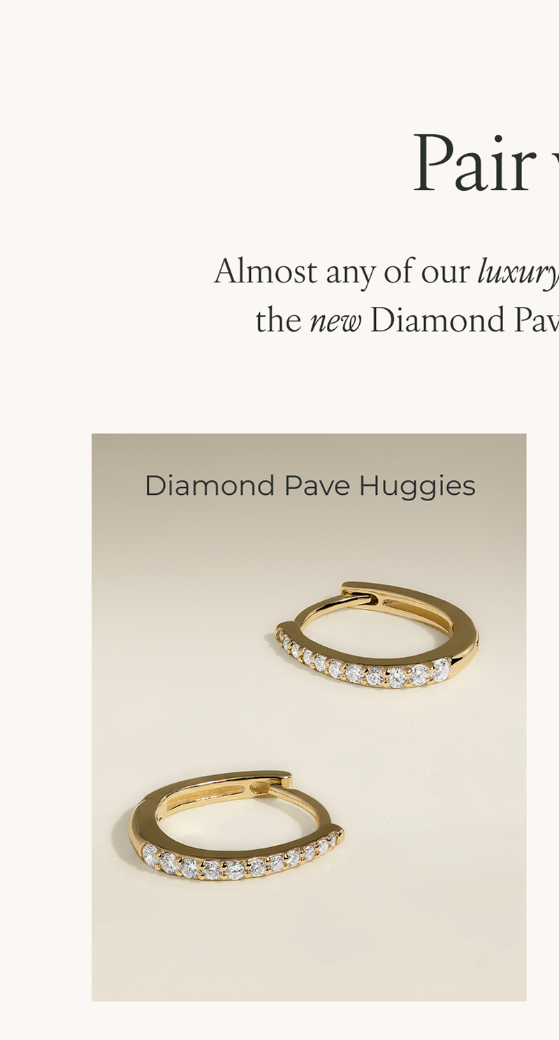 Diamond Pavé Huggies in Solid Gold