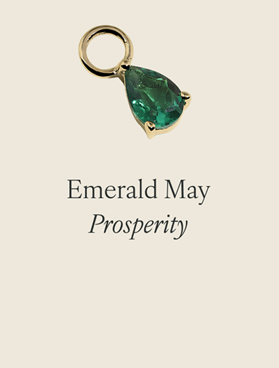 Emerald May Earring Charm in Solid Gold