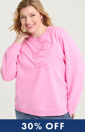 COTTON FLOWER APPLIQUE SWEATSHIRT