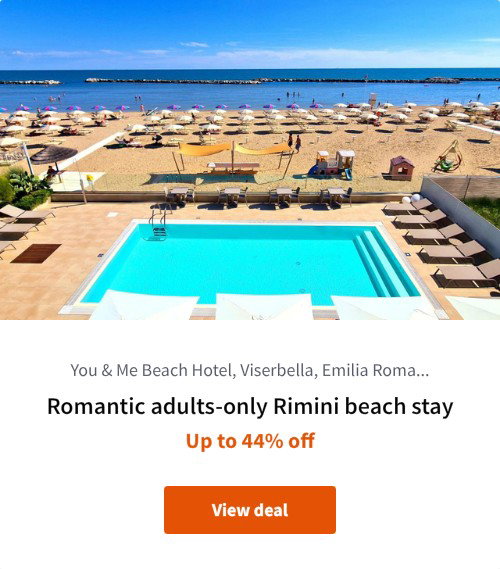 Romantic adults-only Rimini beach stay