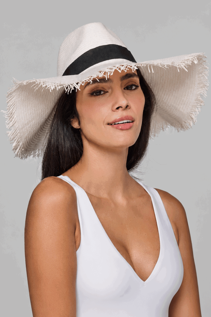Nassau Shantung Straw Frayed Sun Hat