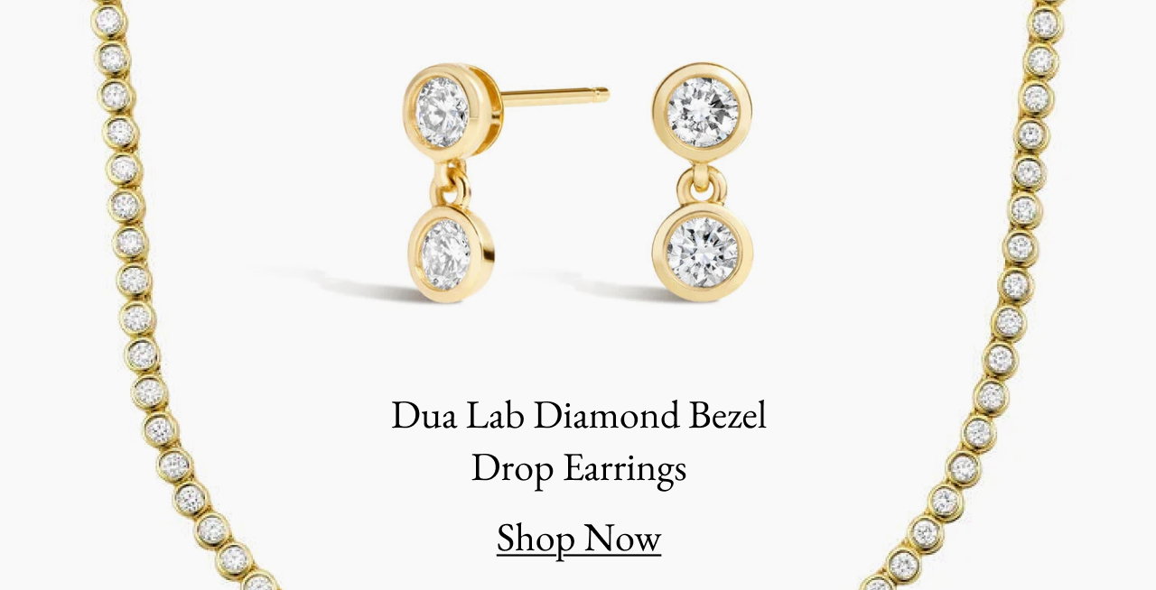 Dua Lab Diamond Bezel Drop Earrings