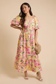 Petite Poplin Twist Front Midi Dress