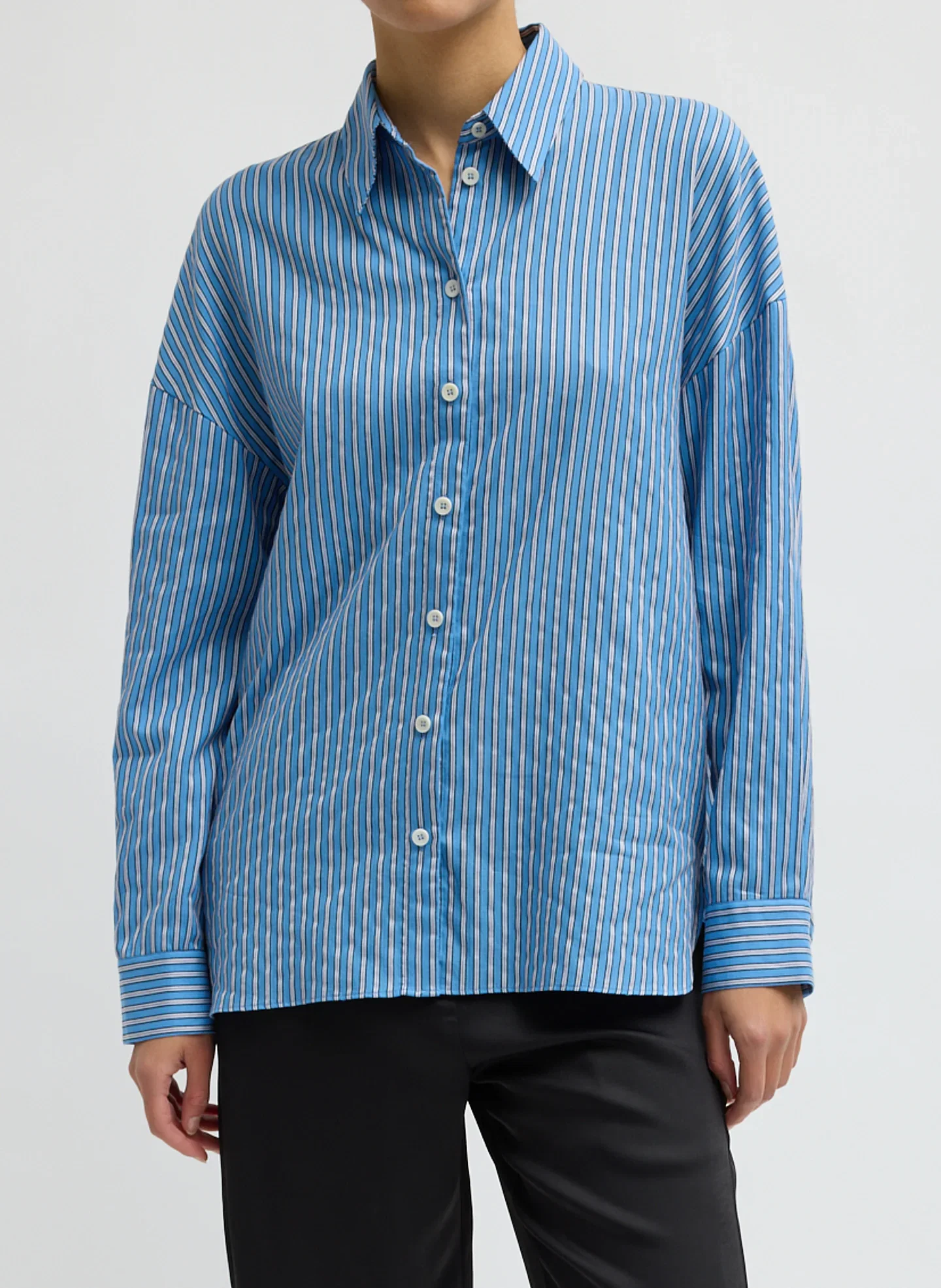 Image of Edmund Lyocell Stripe Oversized Shirt