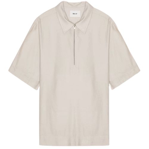 NN07 Bruno Linen Blend Polo - Ivory