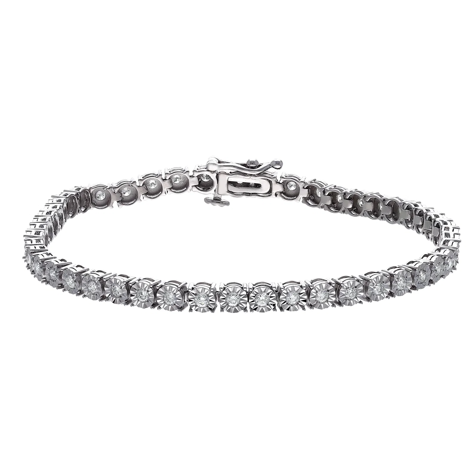 Image of Peace Jewelers Sterling Silver 1.00ctw Lab-Grown Diamond Illusion Set Line Bracelet