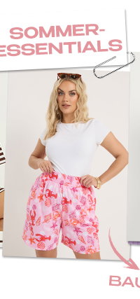 YOURS – Rosa Shorts mit Raffung und verschiedenen Muscheldetails