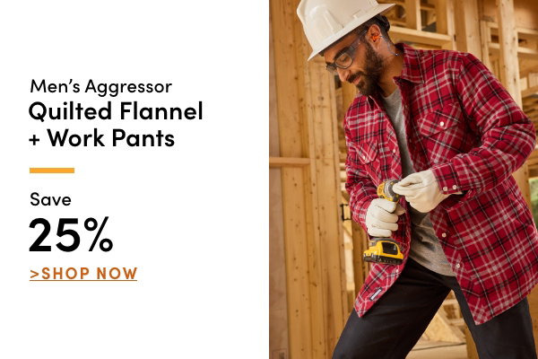 Men's Aggressor Quilted Flannel & Work Pants Save 25%